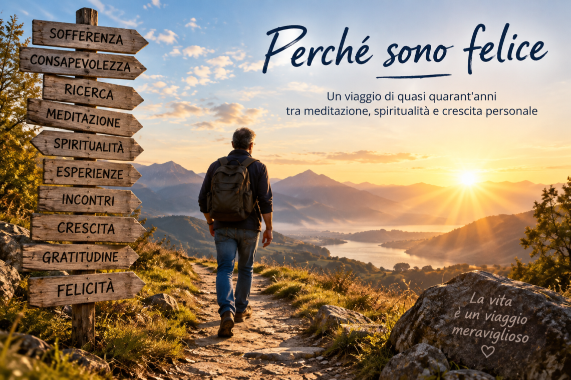 Uomo in cammino verso la luce, simbolo di un percorso dalla sofferenza alla felicità